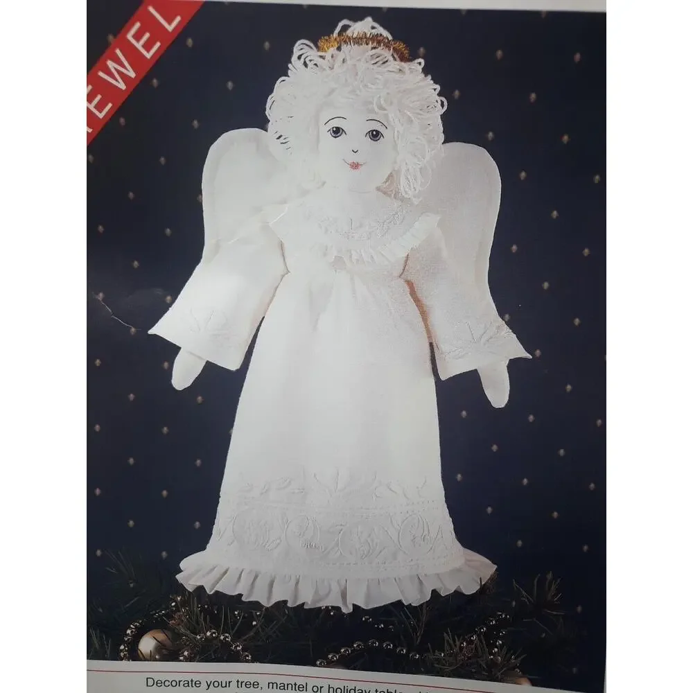 Vintage Dimensions Sunset Crewel White Angel Tree Topper Kit 18018 13 inch